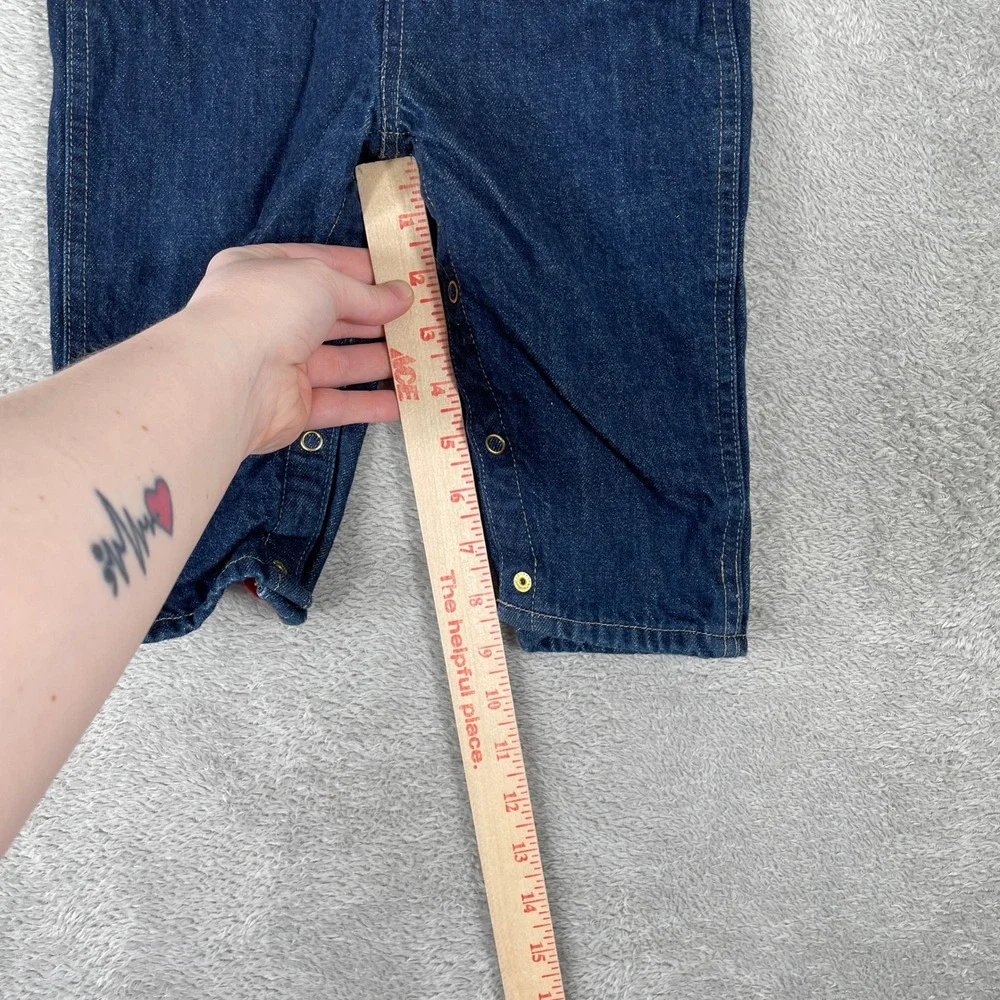 Vintage OshKosh Denim Overalls Kids 12 Months Blue Football‎ Owl Jersey Lined